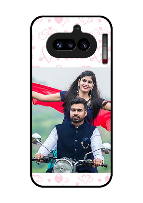 Nothing Phone 4A 5G Custom Glass Phone Case - Pink Flying Heart Design