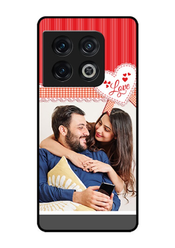 OnePlus 10 Pro 5G Custom Glass Mobile Case - Red Love Pattern Design