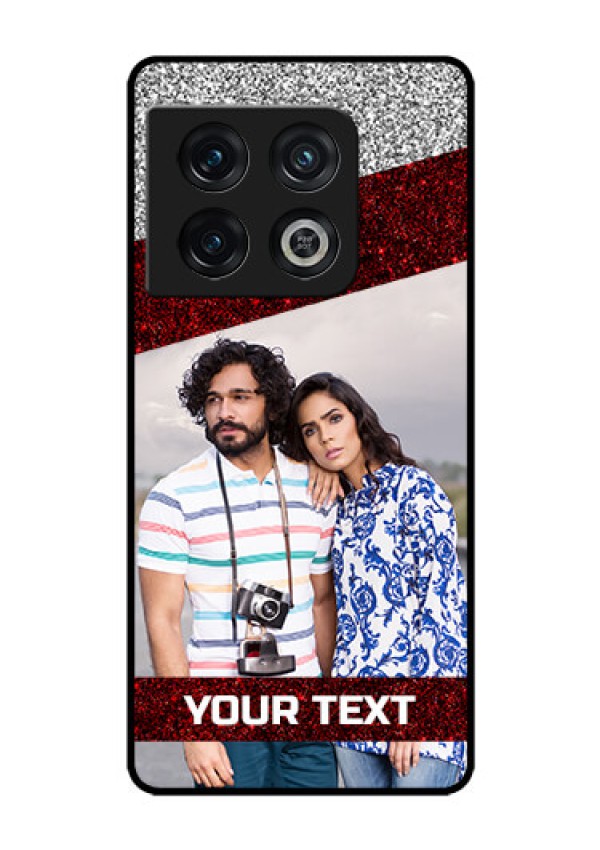 OnePlus 10 Pro 5G Personalized Glass Phone Case - Image Holder with Glitter Strip Design