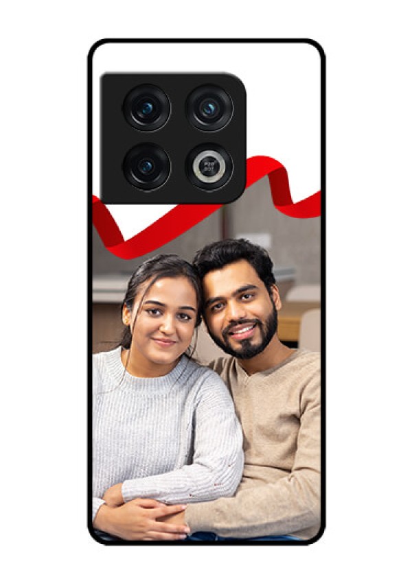OnePlus 10 Pro 5G Photo Printing on Glass Case - Red Ribbon Frame Design