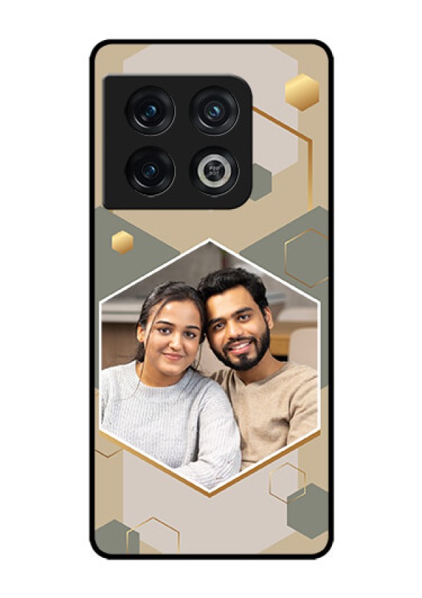 OnePlus 10 Pro 5G Photo Printing on Glass Case - Stylish Hexagon Pattern Design