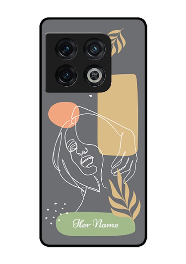 OnePlus 10 Pro 5G Custom Glass Phone Case - Gazing Woman line art Design