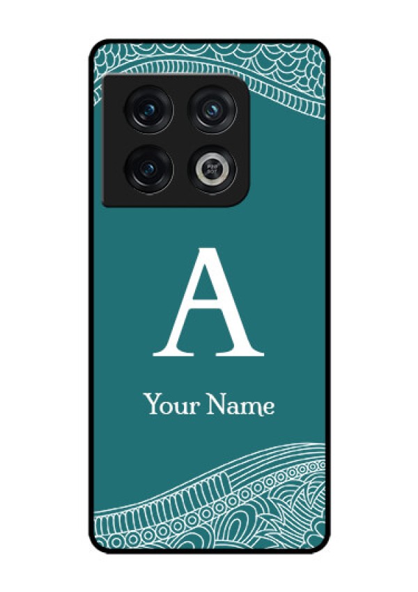 OnePlus 10 Pro 5G Personalized Glass Phone Case - line art pattern with custom name Design
