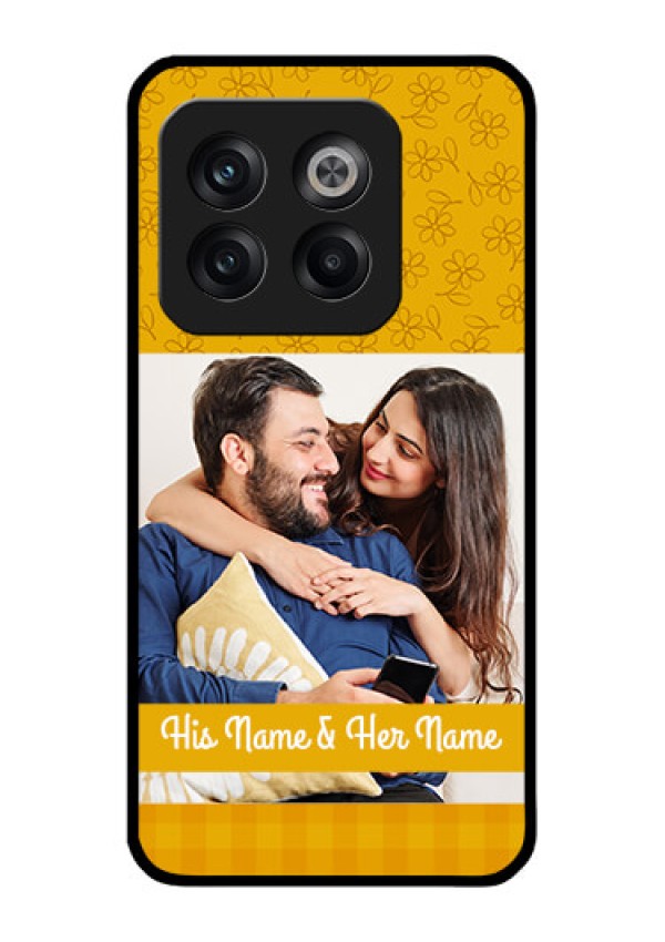 OnePlus 10T 5G Custom Glass Mobile Case - Yellow Floral Design
