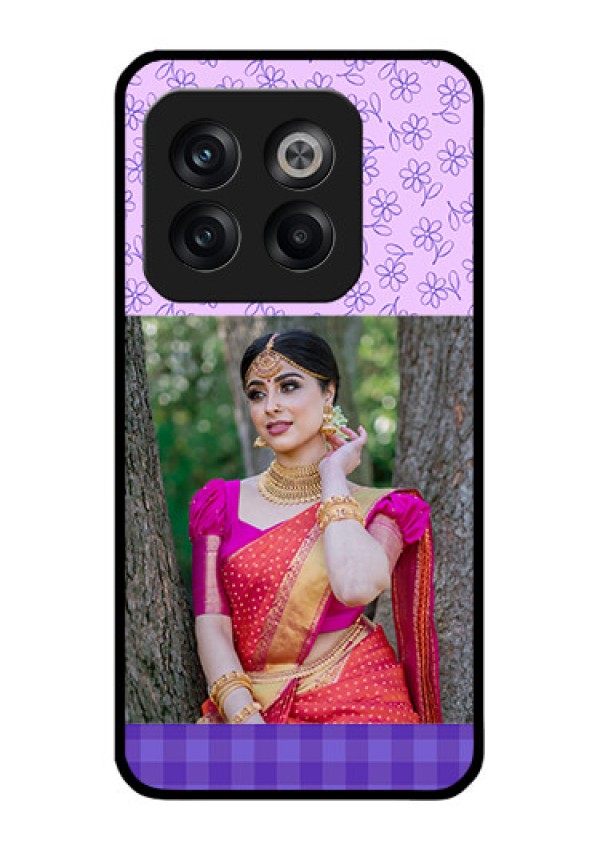 OnePlus 10T 5G Custom Glass Phone Case - Purple Floral Design