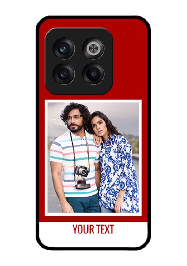 OnePlus 10T 5G Personalized Glass Phone Case - Simple Red Color Design