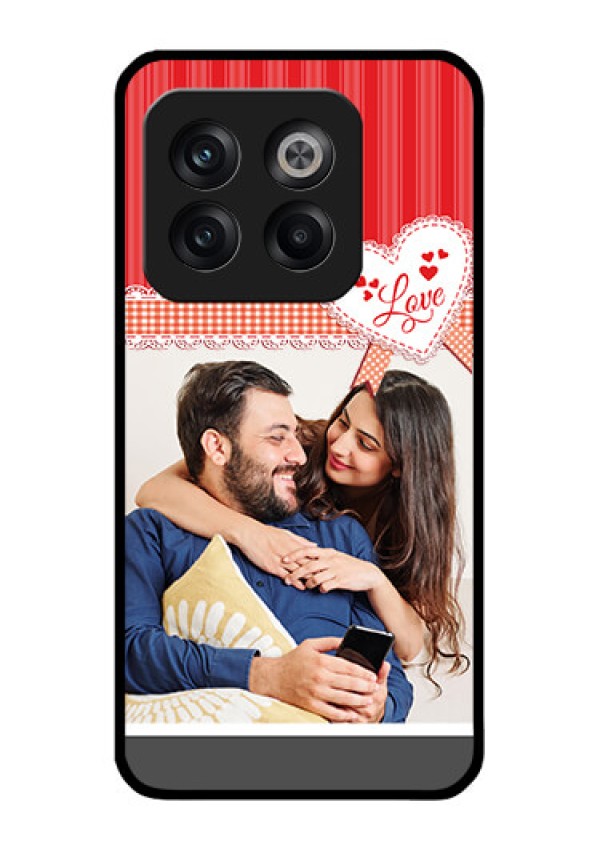 OnePlus 10T 5G Custom Glass Mobile Case - Red Love Pattern Design