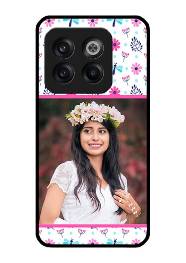 OnePlus 10T 5G Photo Printing on Glass Case - Colorful Flower Design