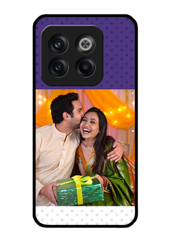 OnePlus 10T 5G Personalized Glass Phone Case - Violet Pattern Design