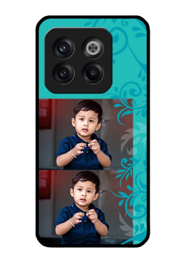 OnePlus 10T 5G Personalized Glass Phone Case - with Photo and Green Floral Design