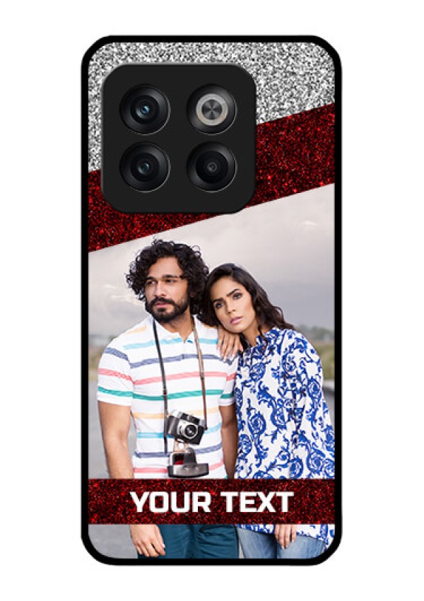 OnePlus 10T 5G Personalized Glass Phone Case - Image Holder with Glitter Strip Design