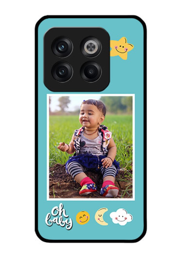 OnePlus 10T 5G Personalized Glass Phone Case - Smiley Kids Stars Design