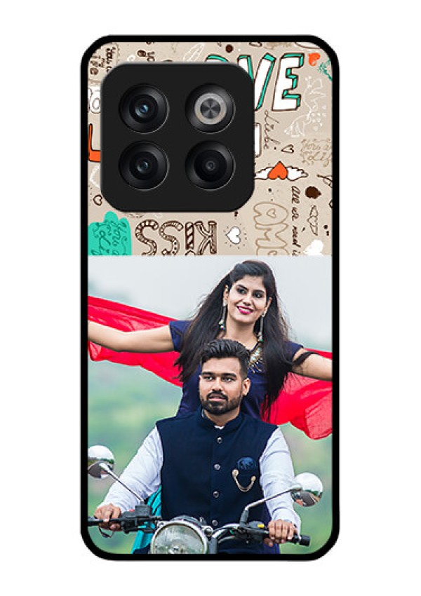 OnePlus 10T 5G Custom Glass Phone Case - Love Doodle Pattern