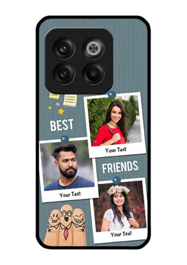 OnePlus 10T 5G Personalized Glass Phone Case - Sticky Frames and Friendship Design