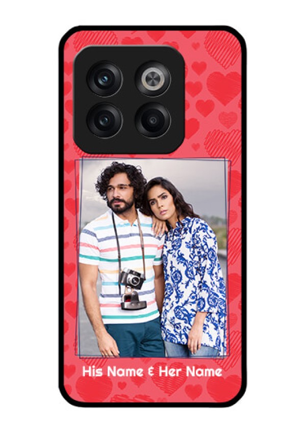 OnePlus 10T 5G Photo Printing on Glass Case - with Red Heart Symbols Design