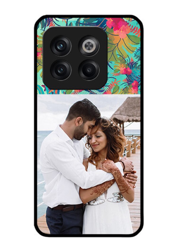OnePlus 10T 5G Photo Printing on Glass Case - Watercolor Floral Design