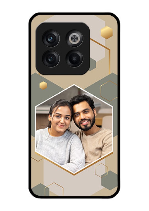 OnePlus 10T 5G Photo Printing on Glass Case - Stylish Hexagon Pattern Design
