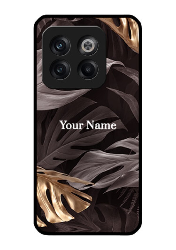 OnePlus 10T 5G Personalised Glass Phone Case - Wild Leaves digital paint Design