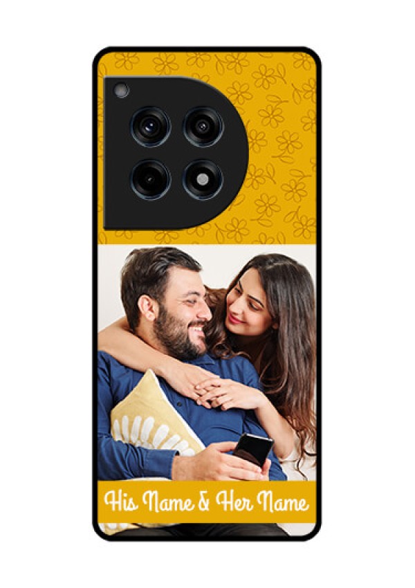 Oneplus 12R 5G Custom Glass Phone Case - Yellow Floral Design