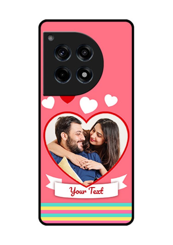 Oneplus 12R 5G Custom Glass Phone Case - Love Shapes Doodle Design