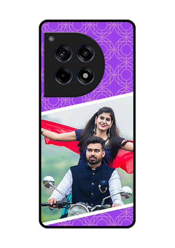 Oneplus 12R 5G Custom Glass Phone Case - Violet Color Pattern Design