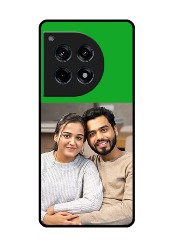 Oneplus 12R 5G Custom Glass Phone Case - Green Pattern Design