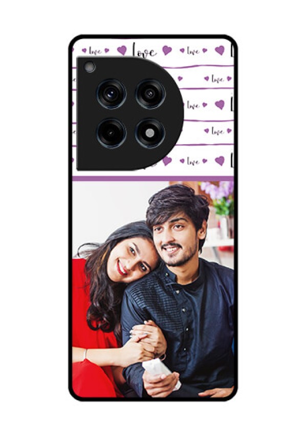 Oneplus 12R 5G Custom Glass Phone Case - Couples Heart Design