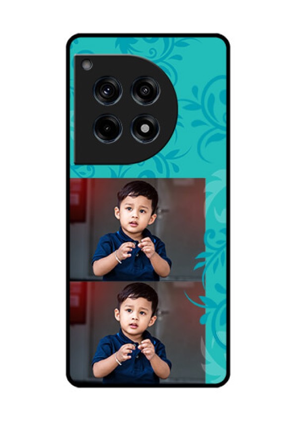 Oneplus 12R 5G Custom Glass Phone Case - With Photo And Green Floral Design