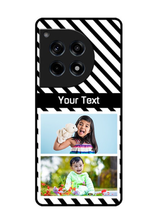 Oneplus 12R 5G Custom Glass Phone Case - Black And White Stripes Design