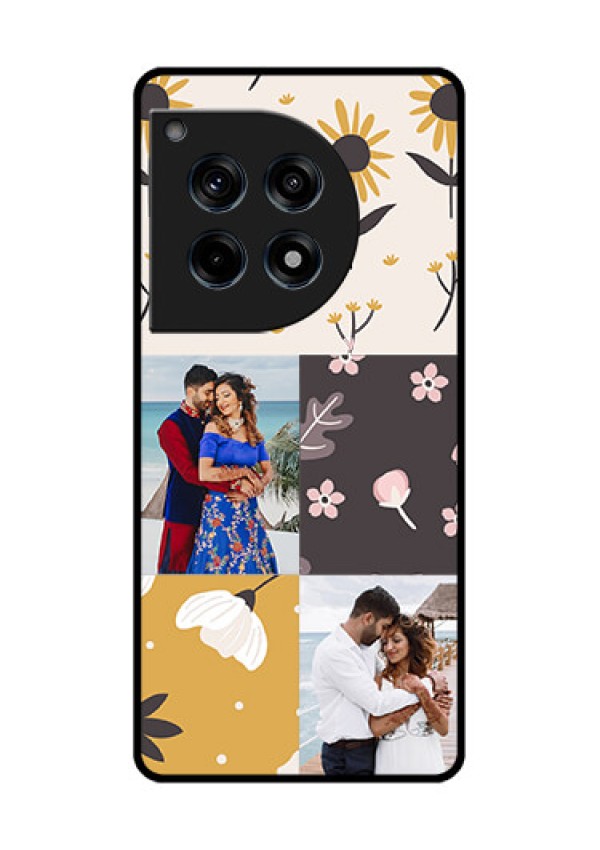 Oneplus 12R 5G Custom Glass Phone Case - 3 Images With Floral Design