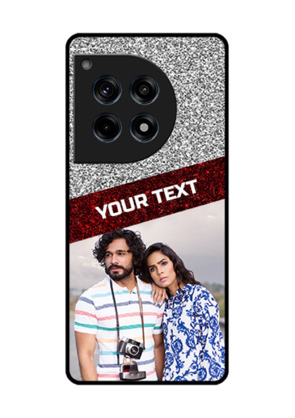 Oneplus 12R 5G Custom Glass Phone Case - Image Holder With Glitter Strip Design