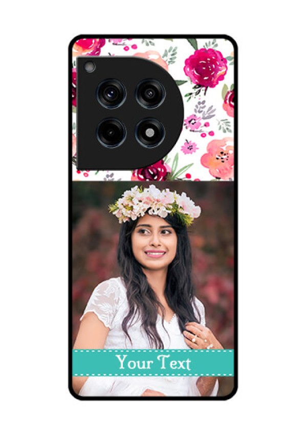 Oneplus 12R 5G Custom Glass Phone Case - Water Colors Floral Design