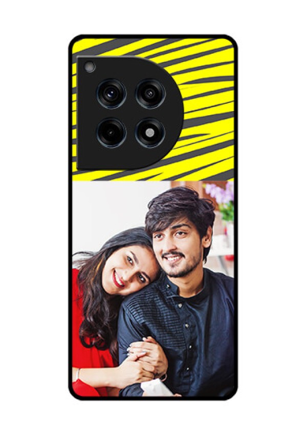 Oneplus 12R 5G Custom Glass Phone Case - Yellow Abstract Design