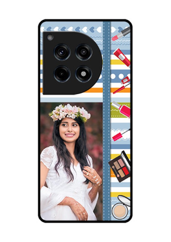 Oneplus 12R 5G Custom Glass Phone Case - Makeup Icons Design