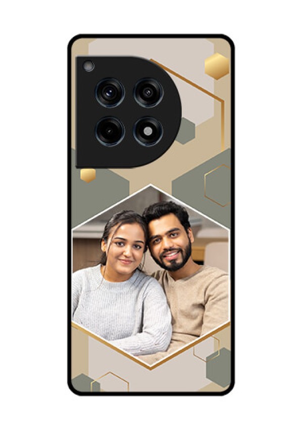 Oneplus 12R 5G Custom Glass Phone Case - Stylish Hexagon Pattern Design