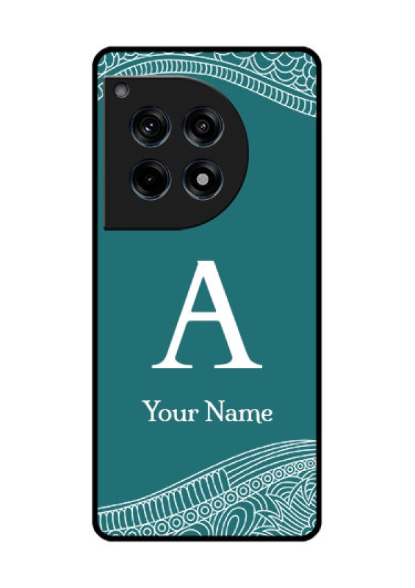 Oneplus 12R 5G Custom Glass Phone Case - Line Art Pattern With Custom Name Design
