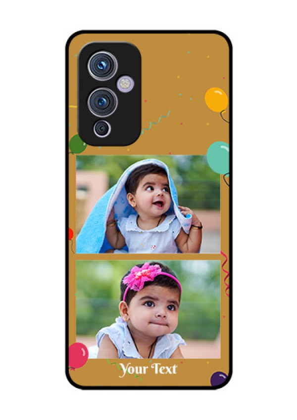 Oneplus 9 5G Personalized Glass Phone Case - Image Holder with Birthday Celebrations Design