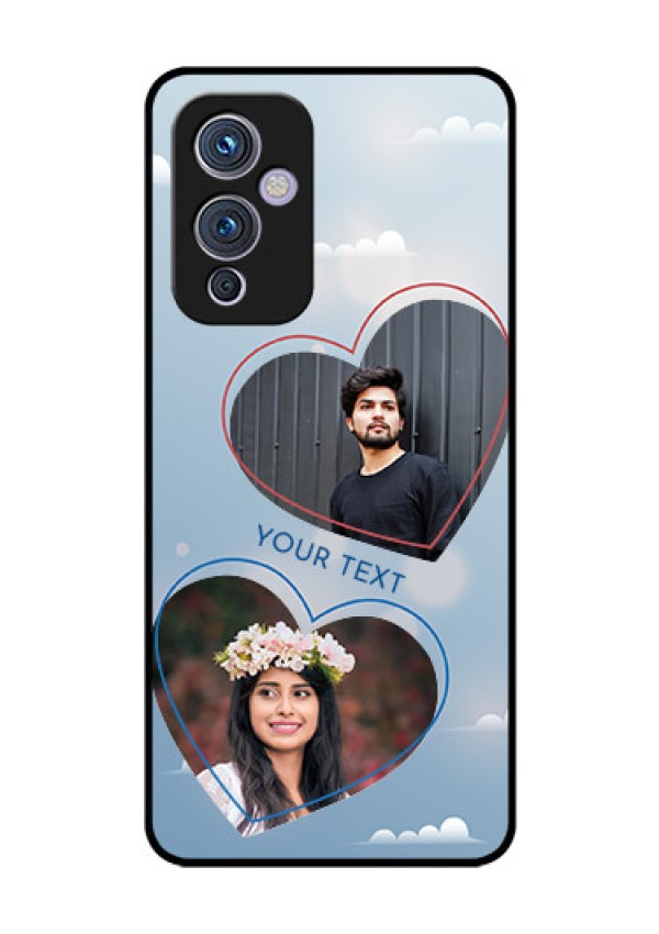 Oneplus 9 5G Custom Glass Mobile Case - Blue Color Couple Design 