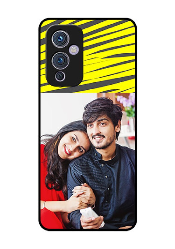 Oneplus 9 5G Photo Printing on Glass Case - Yellow Abstract Design