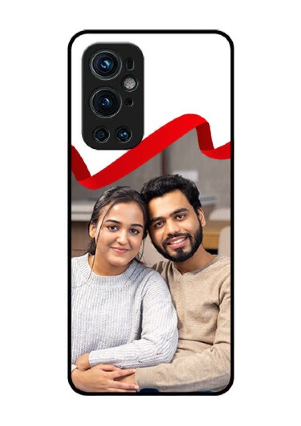 Oneplus 9 Pro 5G Photo Printing on Glass Case - Red Ribbon Frame Design