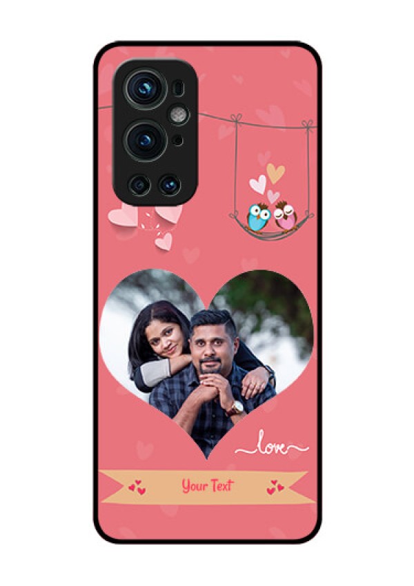 Oneplus 9 Pro 5G Personalized Glass Phone Case - Peach Color Love Design 