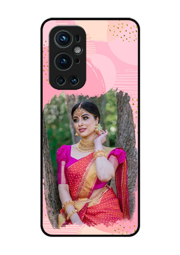 Oneplus 9 Pro 5G Personalized Glass Phone Case - Gold Glitter Splash Design