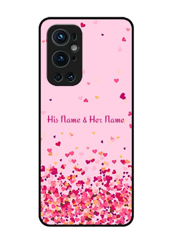 OnePlus 9 Pro 5G Photo Printing on Glass Case - Floating Hearts Design