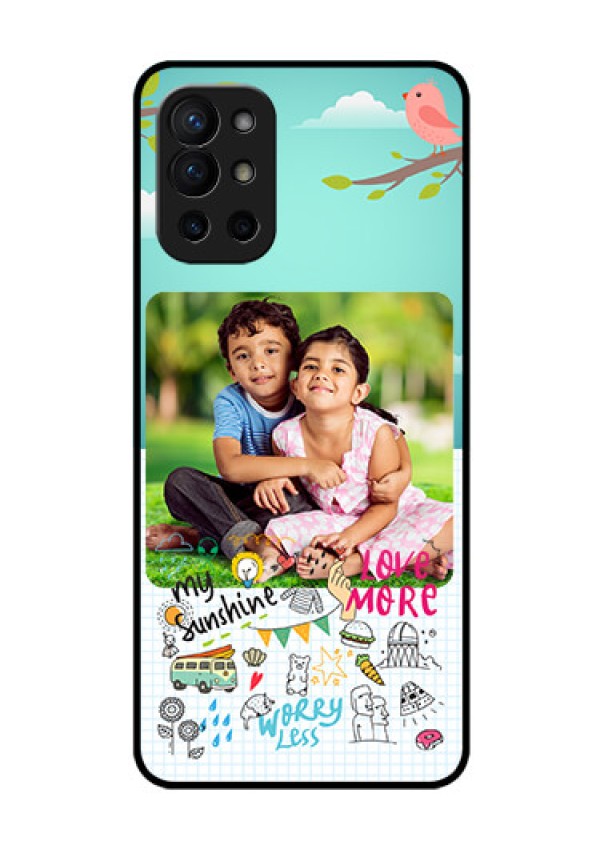 Oneplus 9R 5G Photo Printing on Glass Case - Doodle love Design