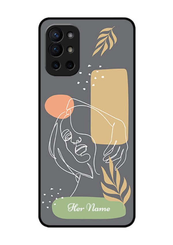 OnePlus 9R 5G Custom Glass Phone Case - Gazing Woman line art Design