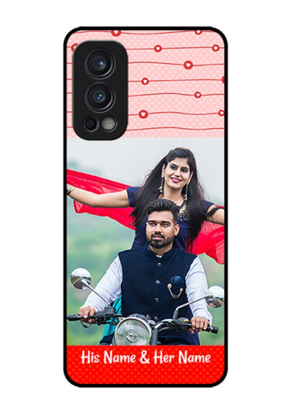 Oneplus Nord 2 5G Personalized Glass Phone Case  - Red Pattern Case Design