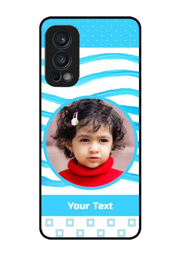 Oneplus Nord 2 5G Custom Glass Phone Case  - Simple Blue Case Design