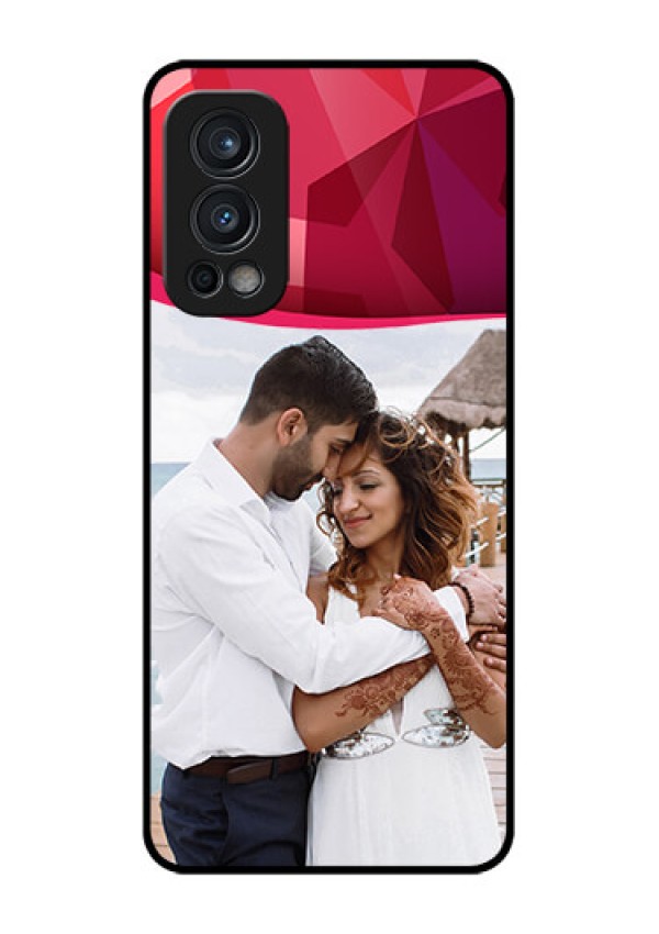 Oneplus Nord 2 5G Custom Glass Mobile Case  - Red Abstract Design