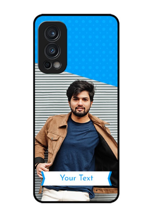 Oneplus Nord 2 5G Photo Printing on Glass Case  - Simple Blue Color Design
