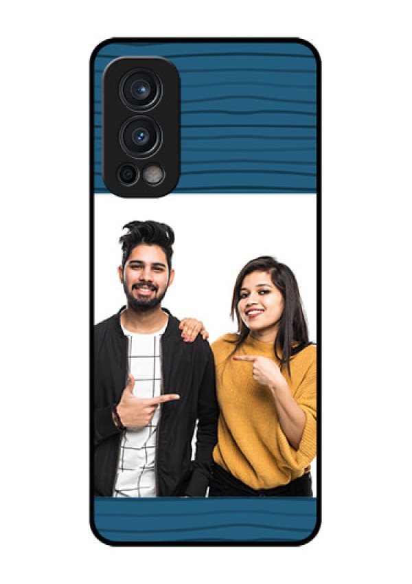 Oneplus Nord 2 5G Custom Glass Phone Case  - Blue Pattern Cover Design